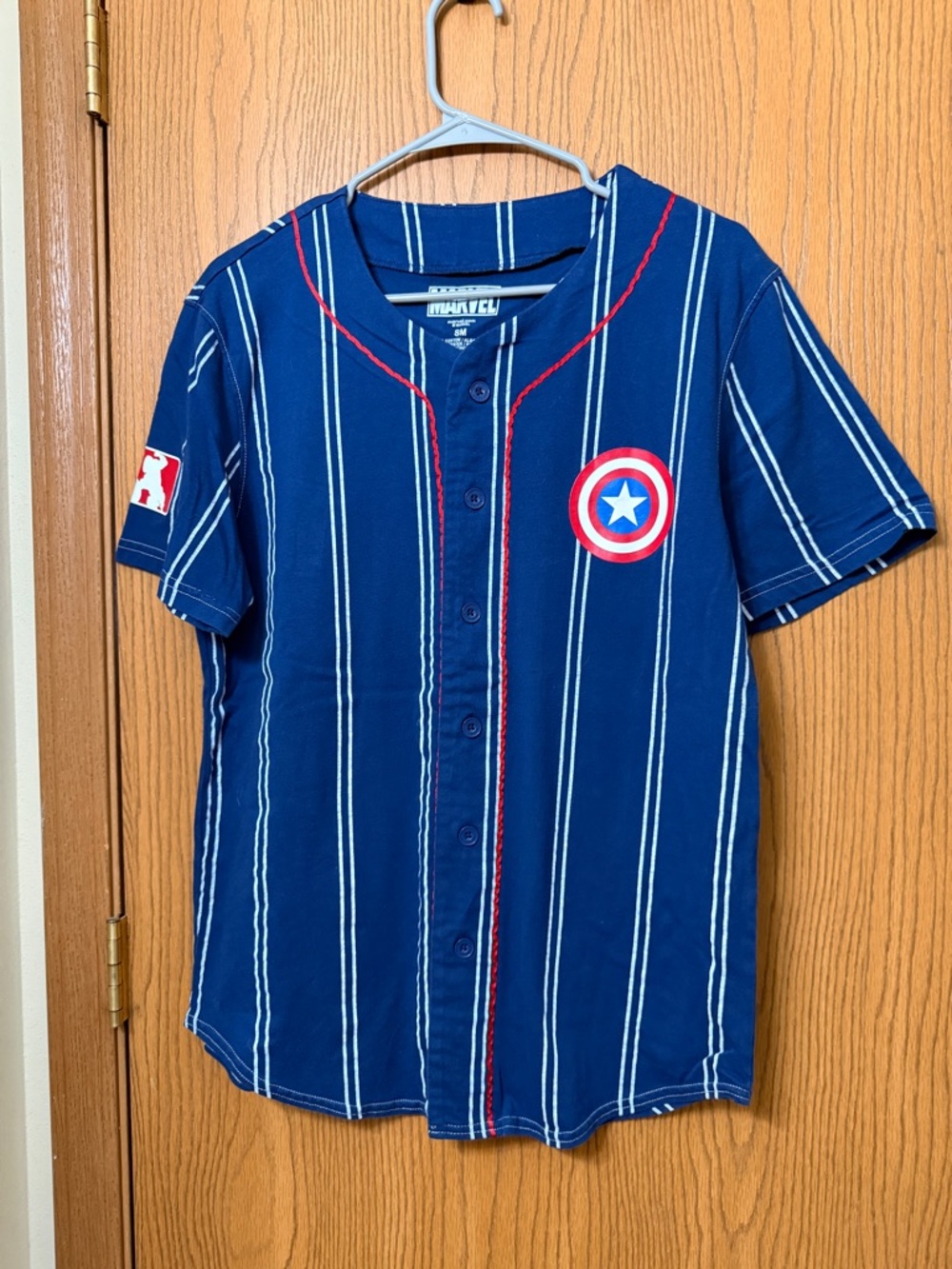 Marvel Men’s Captain America Blue Baseball Jersey Size Small